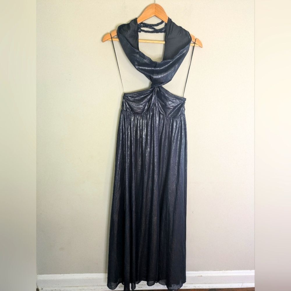 Ramy Brook Destiny Blue Maxi Cutout Gown Size 6